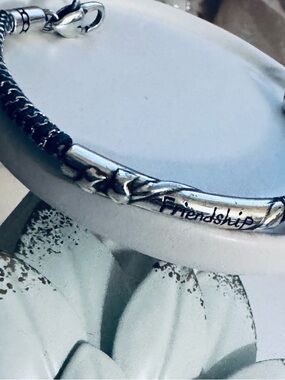 Brighton Friendship Blue Cord Bracelet with silver accents